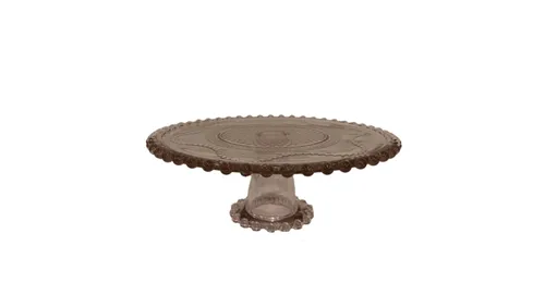 Pink Glass Cake Stand- Large
