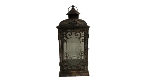 Dark Brown Tall Rustic Lantern