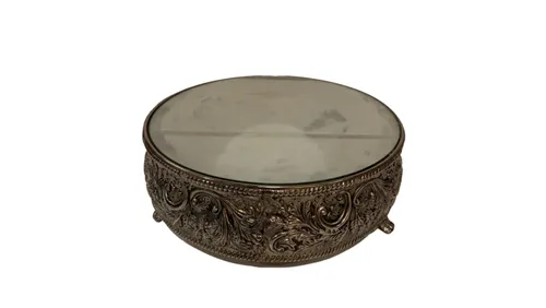 Silver Cake Pedestal with Mirrored Top
