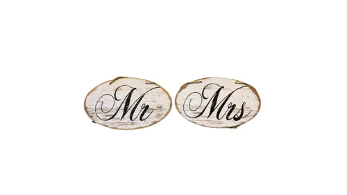 White Distressed Mr & Mrs Signs