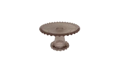 Pink Glass Cake Stand- Small