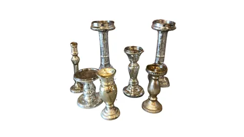 Assorted Mercury Glass Candlesticks