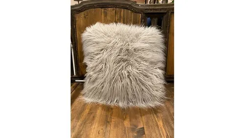 Gray Faux Fur Pillow