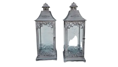 Large Grey Rustic Lantern