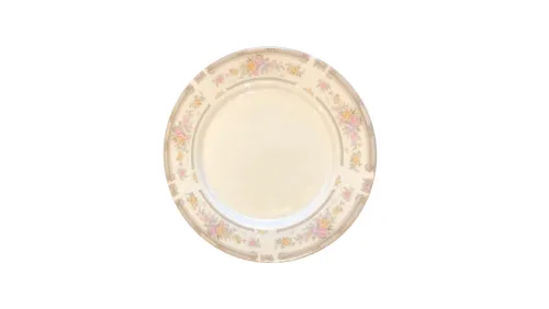 Gray and Floral Trim Plate - Dessert