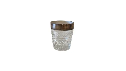 Crystal Whiskey Glass with Metal Trim