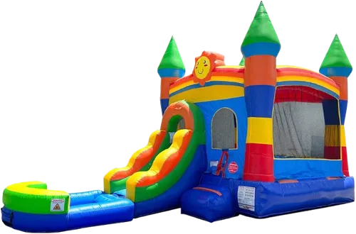 Rainbow Combo Wet/Dry Waterslide Bounce House