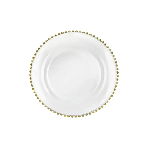 Clear Gold Beaded Charger