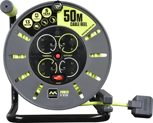 Masterplug Pro-XT 50m 4 SOCKET Open CABLE REEL