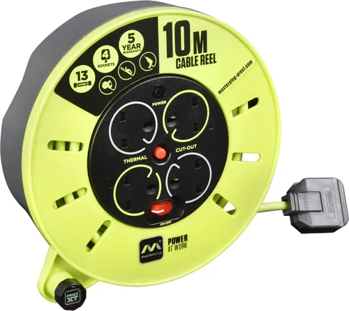 Masterplug Pro-XT 10 m, 4 SOCKET Cassette CABLE REEL
