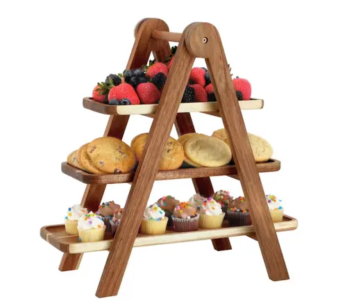 Wooden Cake Stand Ladder Tray Set