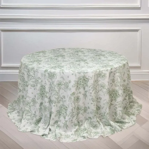 Tablecloth - Sage Green French Toile Round - 132