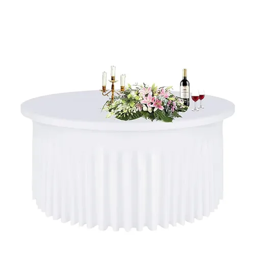 Table Spandex Skirt -White Round  60 inch