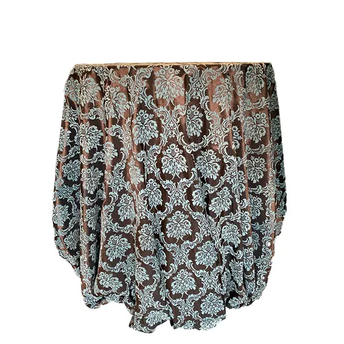 Choc & Teal Flock Taffeta Tablecloth 