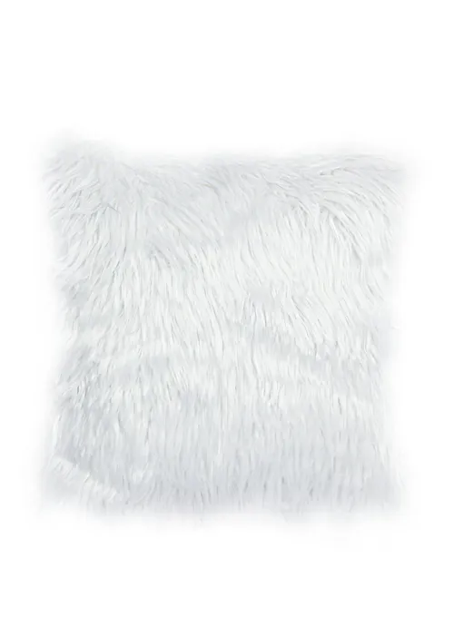 White Shaggy Scatter Cushion Cover