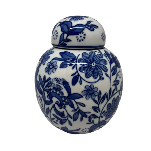 Blue & White Small Rounded Ginger Jar