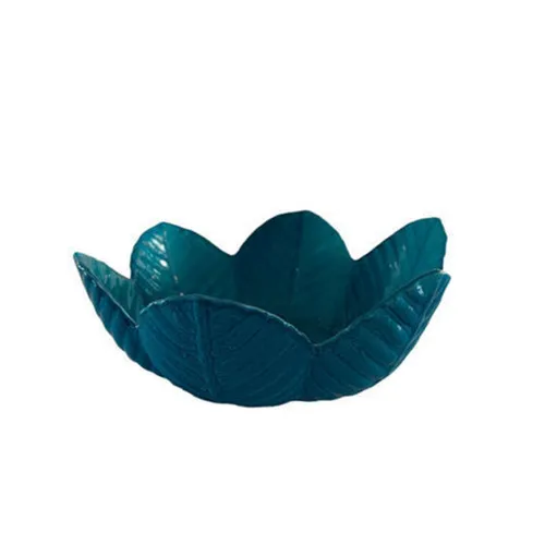Turquoise Glass Flower Votive