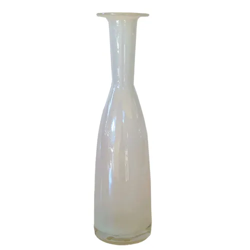 White Slim Bottle Glass Vase