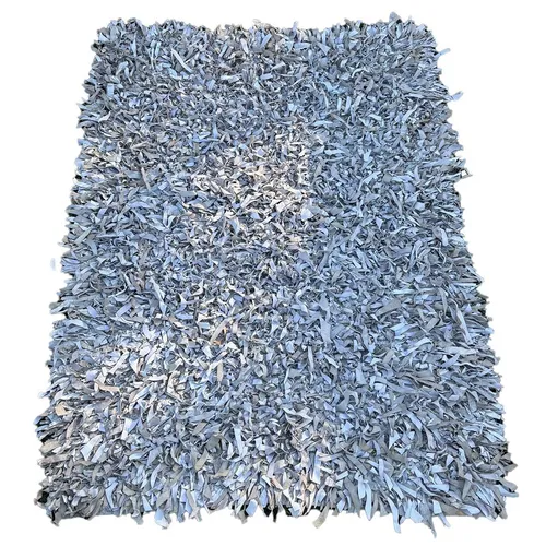 White Shaggy Leather Carpet Rug