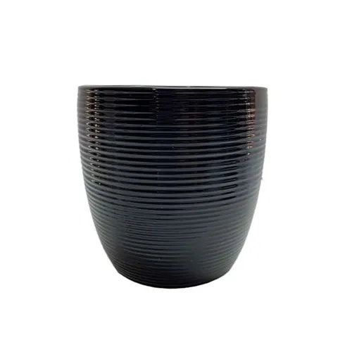 Black Ribbed Vase