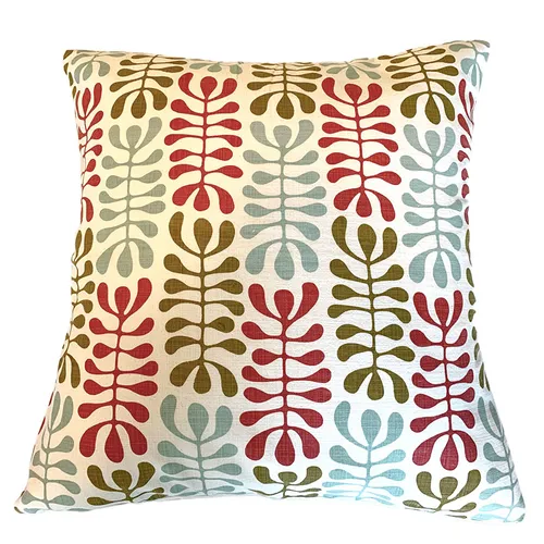 Design Team Green, Duck Egg & Salmon Leaves Cushion Cover 