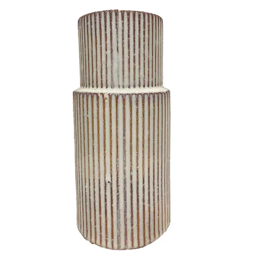 Brown & White Stripey Vase