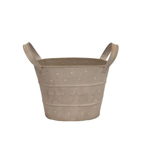 Cream Oval Bucket with Stars