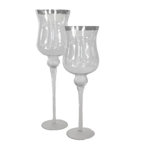 Silver Rim Candle Vase - 40cm