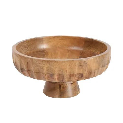 Large Raw Wood Bowl on Stand