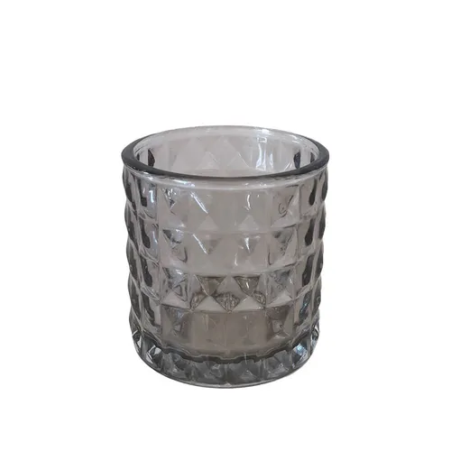Grey Glass Ribbed Votive