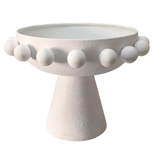 White Modernist Footed Vase with Baubles - Medium
