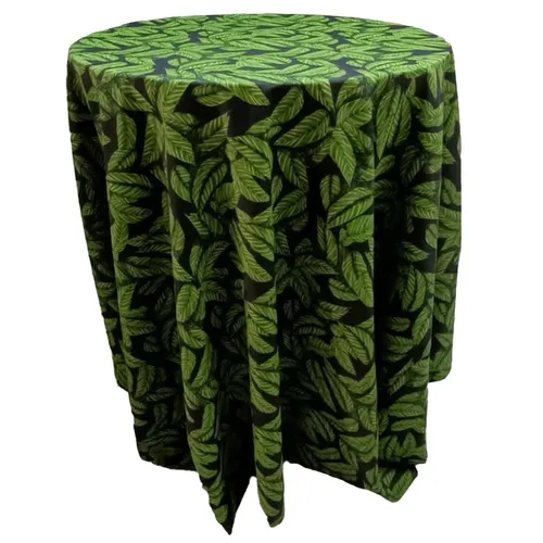 Green & Black Leaf Tablecloth