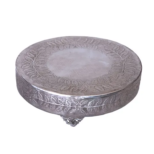 Silver Ornate Round Cake Stand