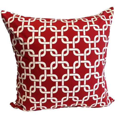 Red & White Geometric Cushion Covers