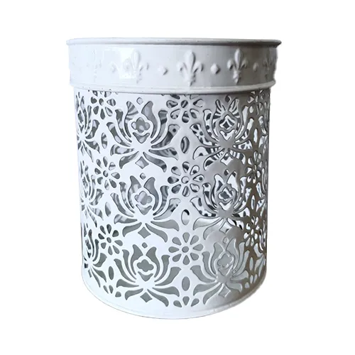 White Decorative Zinc Container - Small