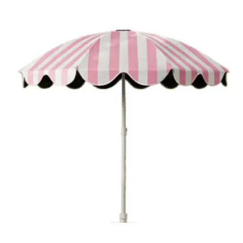 Pink & White Striped Beach Umbrella
