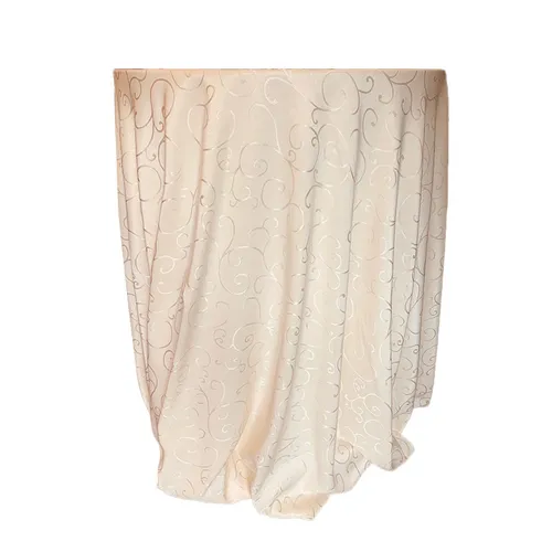 Cream Scroll Embossed Round Tablecloth 