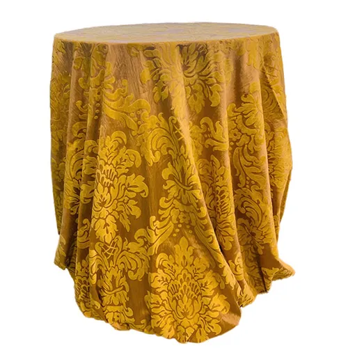 Dark Gold Flock Taffetta Tablecloth