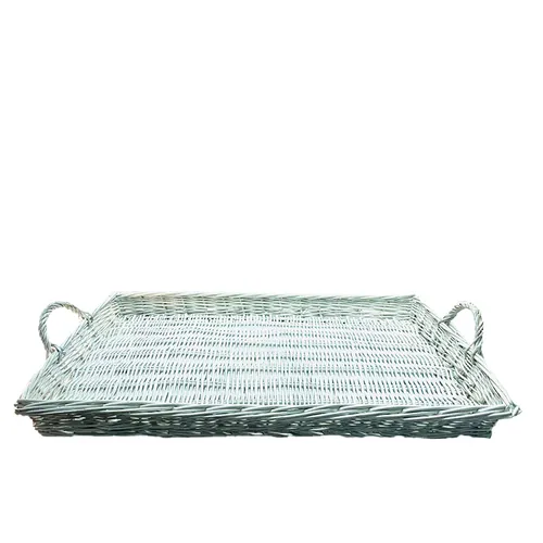 White Large Wicker Tray