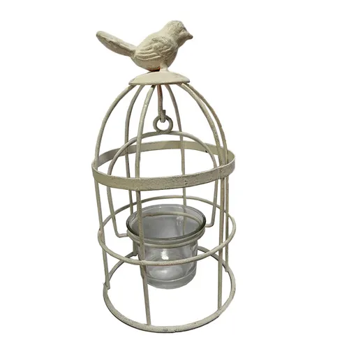 White Swinging Mini Birdcage Votive