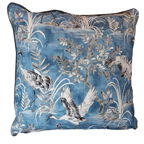Blue & White Stork Cushion Cover