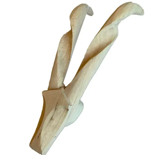 Wooden Buck Head - Twisted Horns