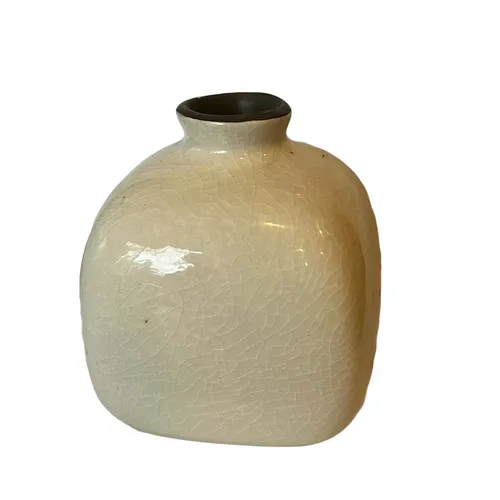 Cream Crackled Bud Vase