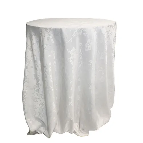 White Floral Embossed Tablecloth
