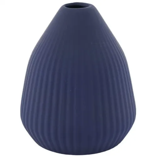 Blue Ribbed Pyramind Vase