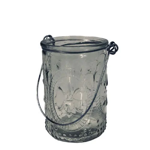 Clear Glass Embossed Hanging Votive