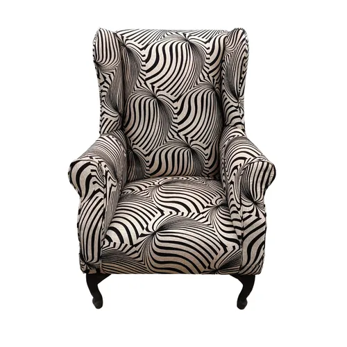 Black & White Wing-Back Chair