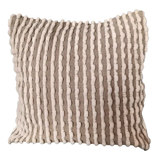 Beige Bauble Striped Cushion Cover