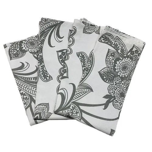 Grey & White Floral Napkin