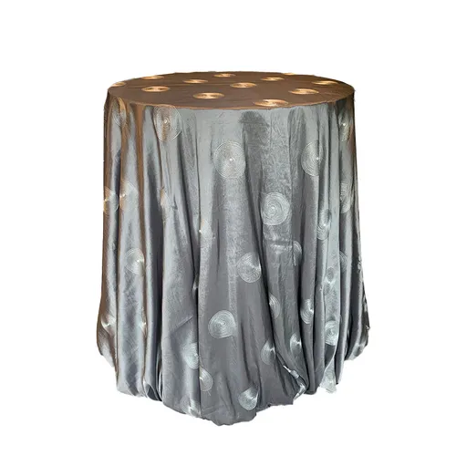 Silver  Circled Taffeta Tablecloth